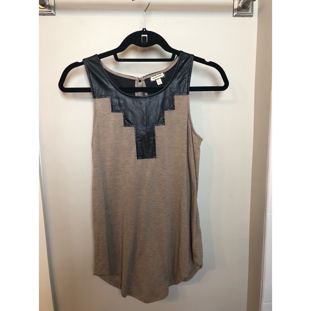 Cute faux leather detail tank